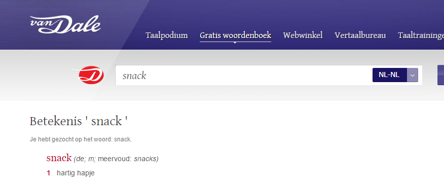 Over Snackweetjes.nl - Definitie snack - BRON: vandale.nl
